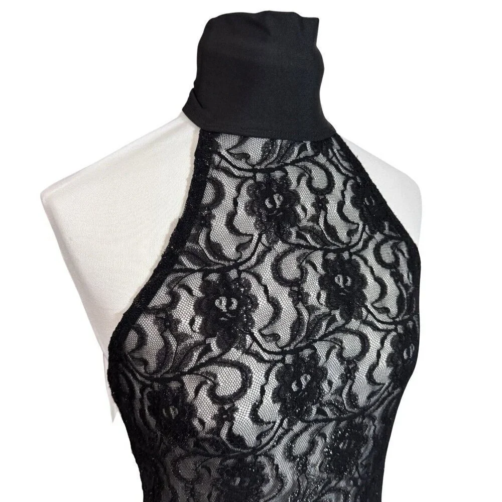 JUST FOR‎ KIX Girls Dance Costume Tunic Top Black Lace Sizes 12 & 14 Backless